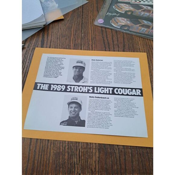 1989 Stroh Light Cougar Racing Card Pete Halsmer Wally Dallenbach Jr 8x11 Nascar - Picture 3 of 3